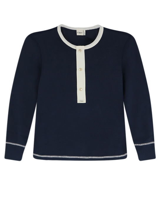 Cotton Sweater With Contrasting Inserts