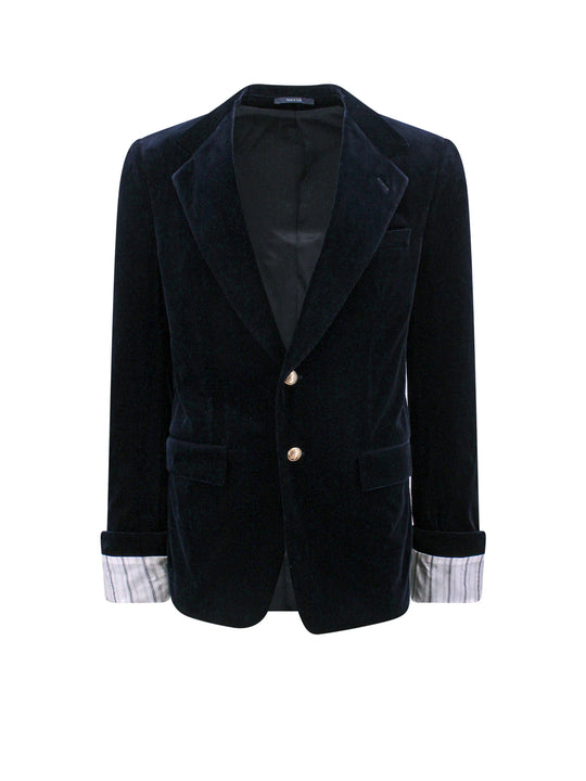 Lined Stretch Velvet Blazer