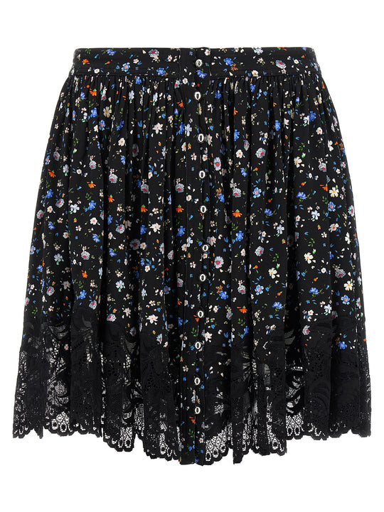Floral Lace Skirt Skirts Black