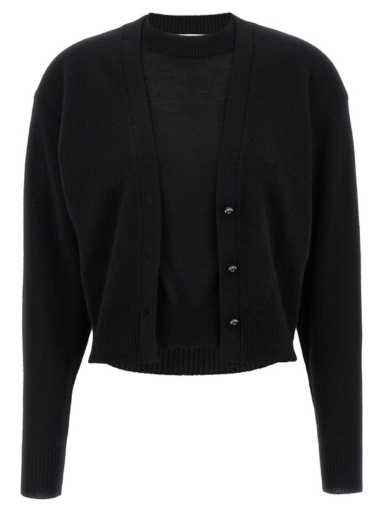 Trompe L'Oeil Cardigan Sweater Sweaters And Cardigans Black