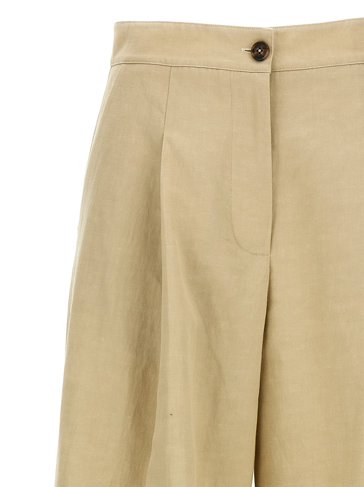 Yves Salomon Linen Trousers Pants - Beige | 932442e4544a257b249fd653852ce43164cb98d6