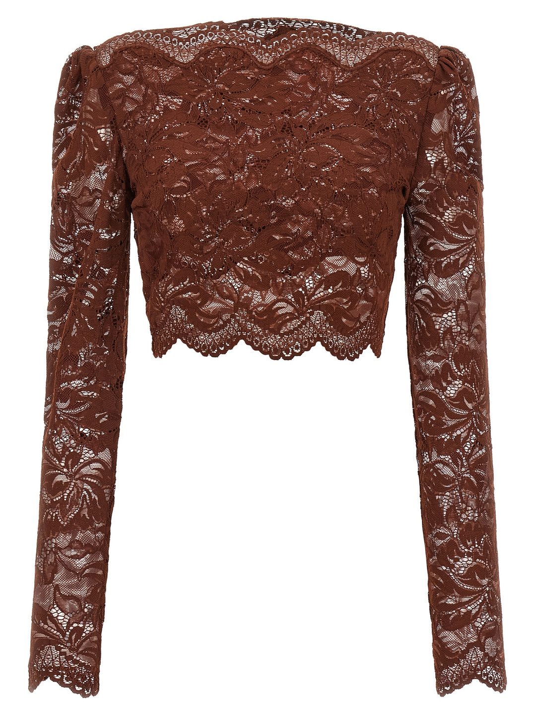Paco Rabanne Lace Crop Top Tops - Brown | b67bb72d5a983d4acb32ae2cb129fa9ca1509b01