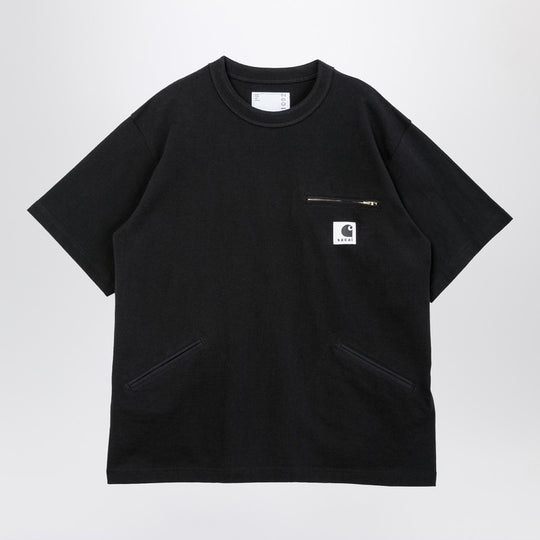 Black Cotton T-Shirt With Logo Patch