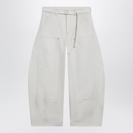 Ivory Rounded Cargo Pants In Cotton