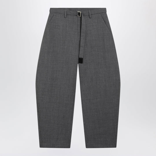 Grey Wool Trousers With Belt