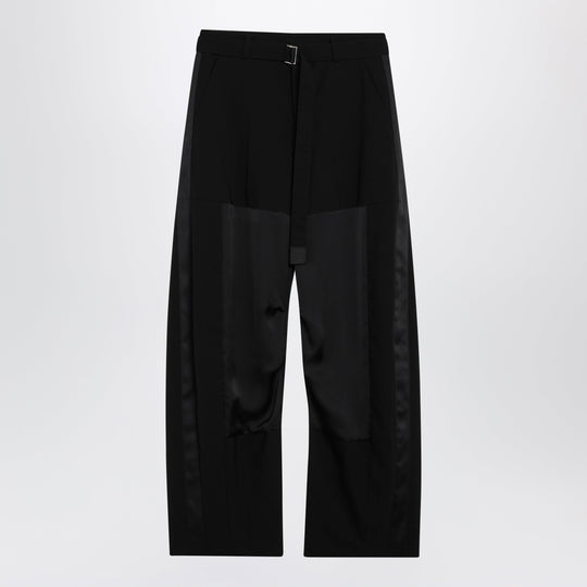 Wide-Leg Wool Trousers With Panels And Belt