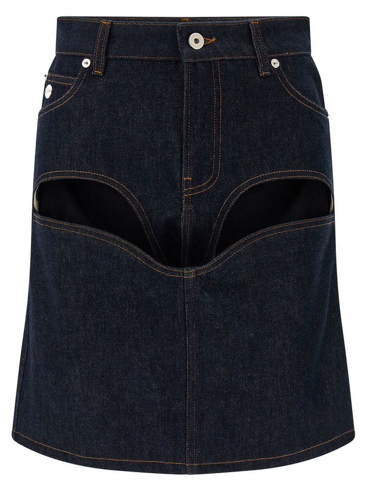 Jean Paul Gaultier Denim Mini Skirt With Cuts And Turn Up Skirts - Blue | 2477cb37dda63c48d37ff81b27c98d6fe2c544ef