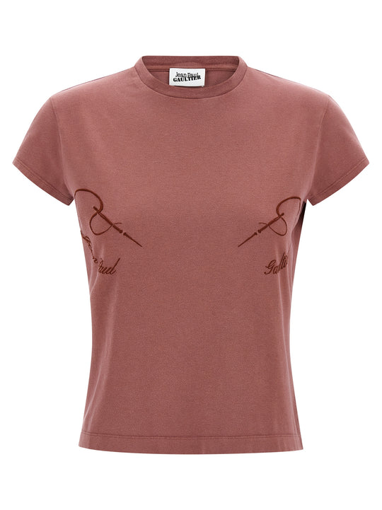 The Needles Embroidered T-Shirt Bordeaux