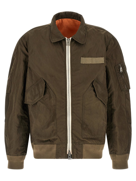 Crumpled Nylon Jacket Puffer Jackets Green