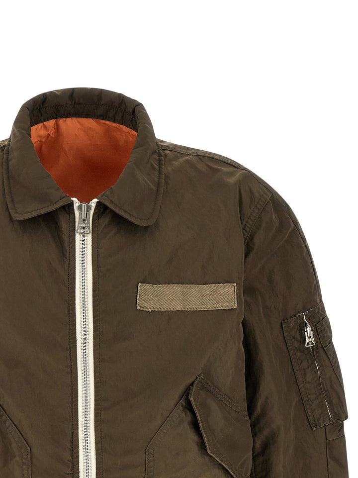 Sacai Crumpled Nylon Jacket Puffer Jackets - Green | 7b74067a4801013a3d8d7b4920ff990401714e0c
