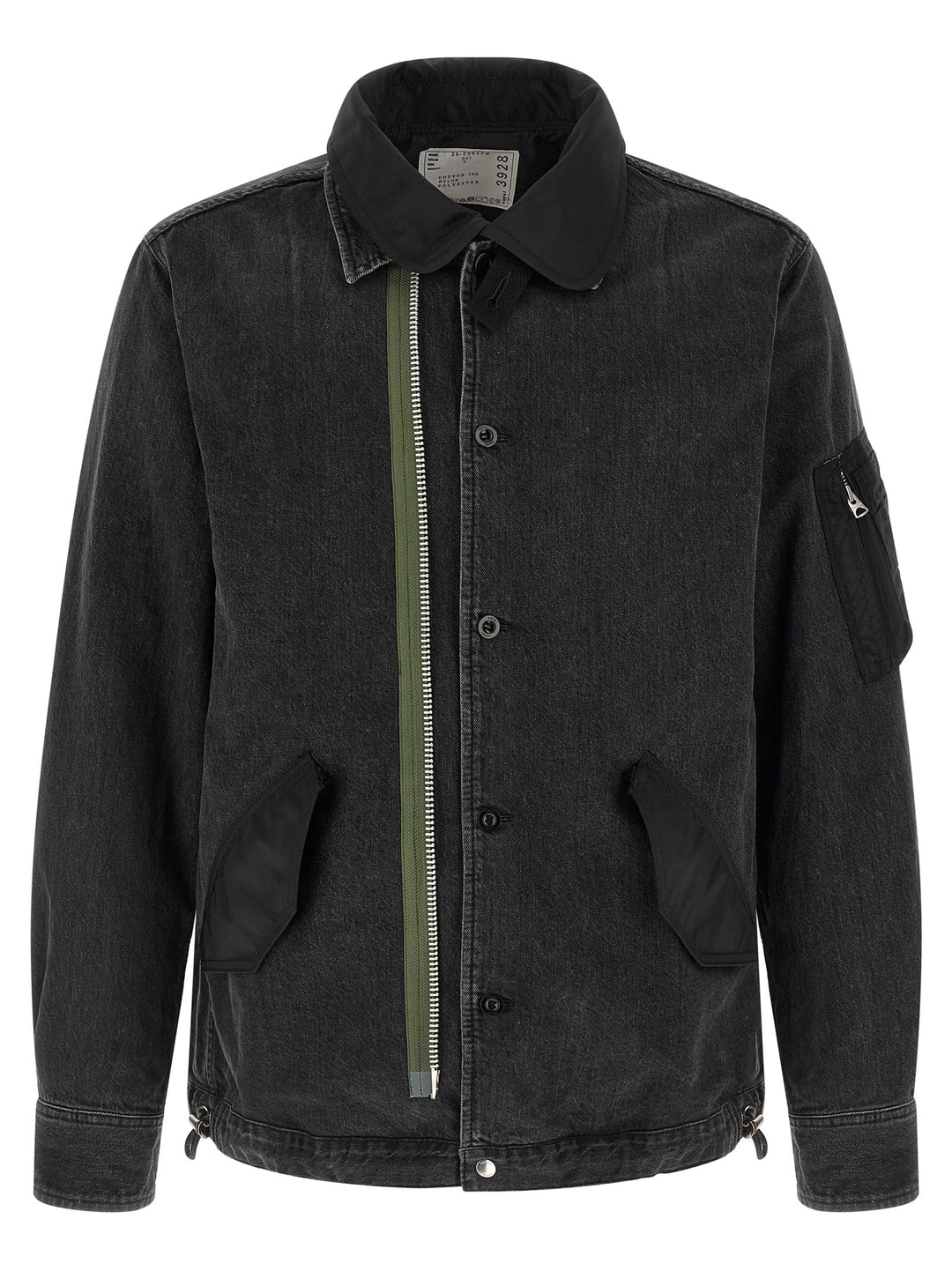Sacai Nylon Insert Denim Jacket Puffer Jackets - Black | fc9f48b6d209fd62a5912082f5a14773cdebf535