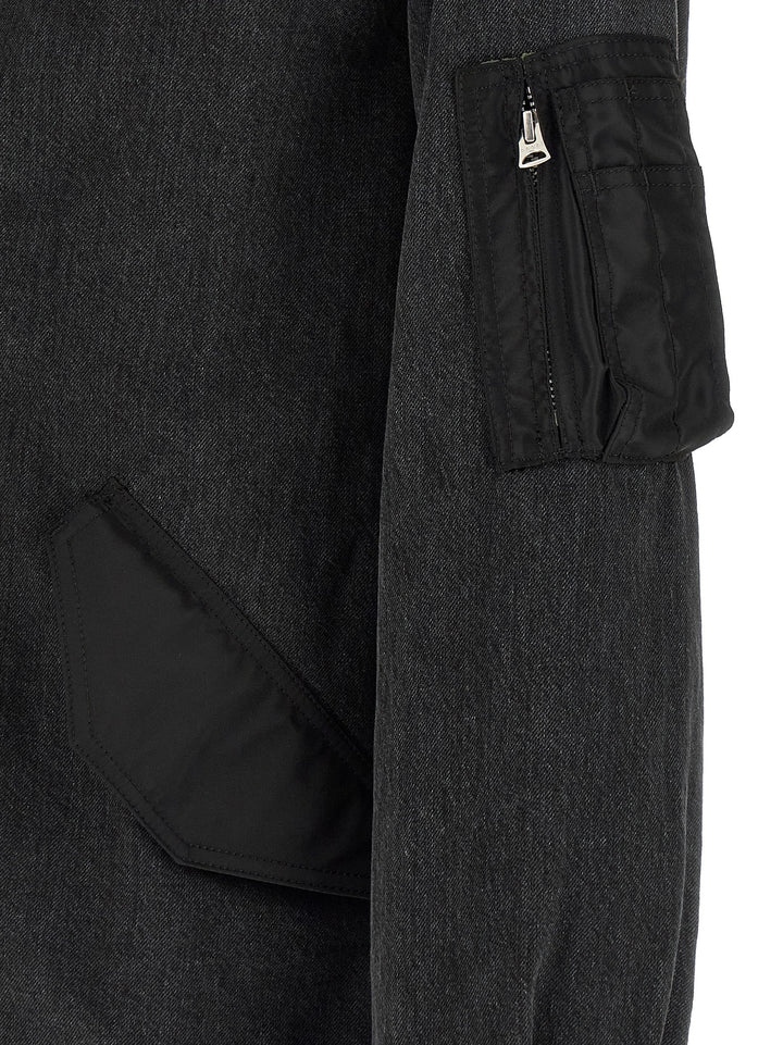 Sacai Nylon Insert Denim Jacket Puffer Jackets - Black | 39a62509ae12081b5377be1fab5c44223042eb7a
