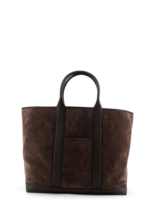 Suede Shopping Bag With Logo Engraved On The Bottom