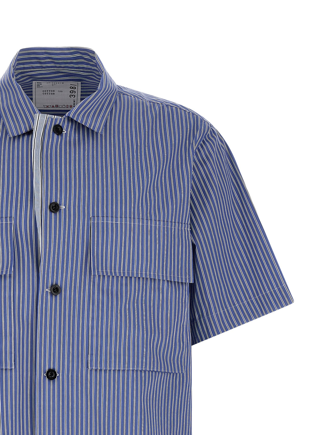 Sacai Striped Shirt Shirt and Blouse - Light Blue | f4baf262f700ce1a40fa4ef3f9e173dcfccd36f4