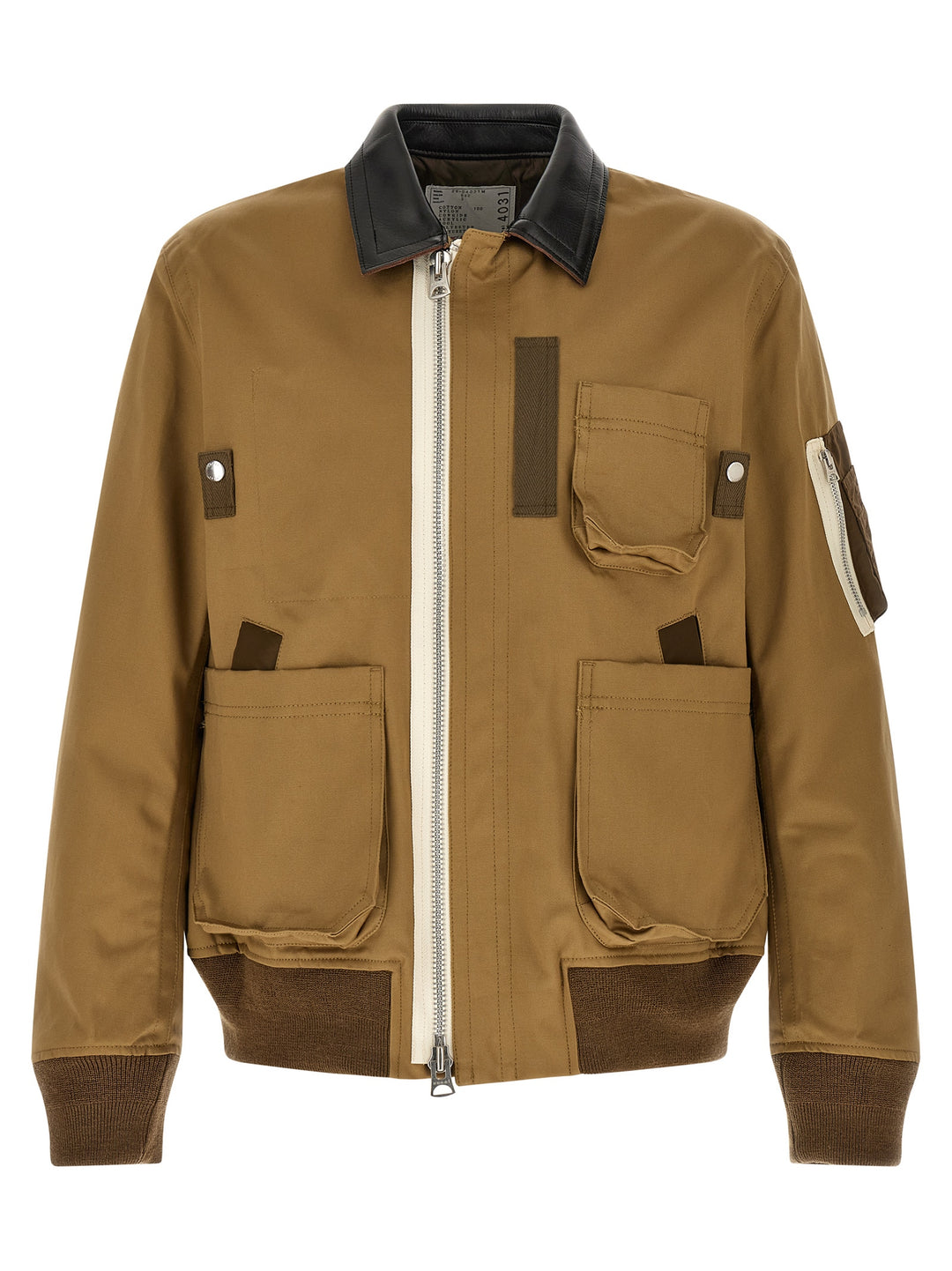 Sacai Leather Collar Blouson Puffer Jackets - Brown | ac24c46f32246b2759ed7eb0ff489858159666b6