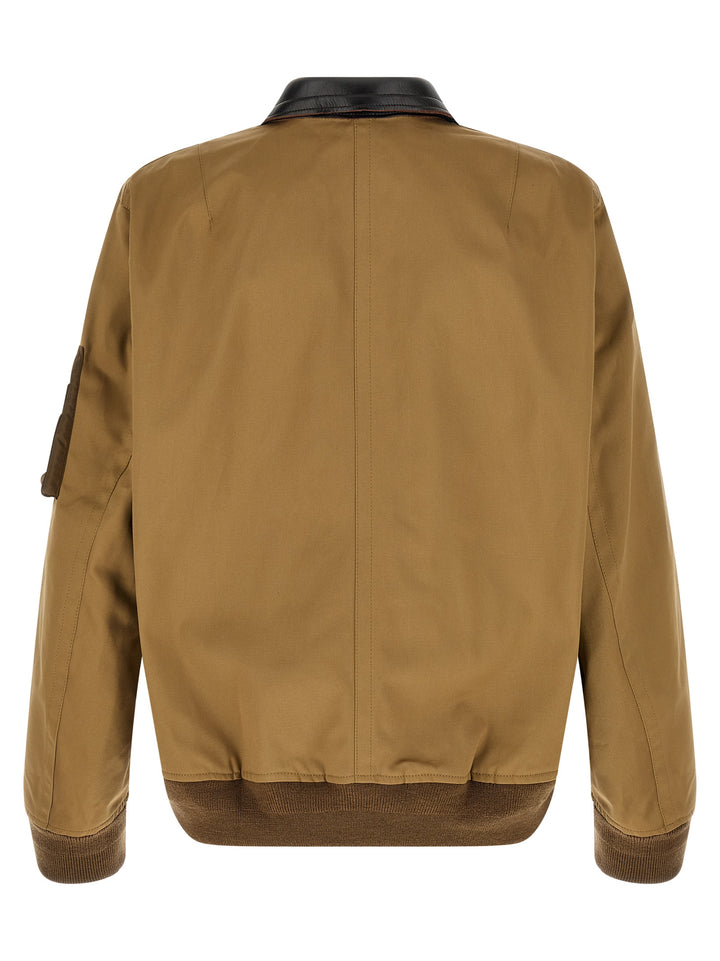 Sacai Leather Collar Blouson Puffer Jackets - Brown | ee84c07d419ae1cb4dd5fe0e3af043a695f9b6df