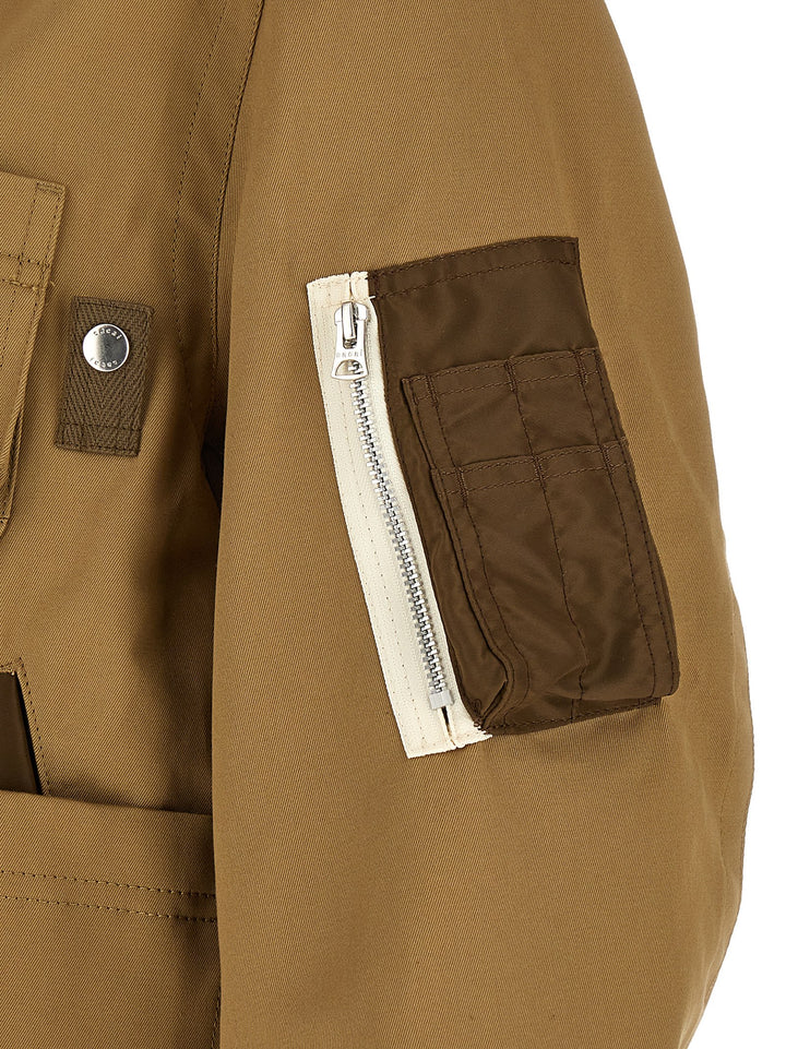 Sacai Leather Collar Blouson Puffer Jackets - Brown | a07dad13ddb4109dde183c9d2908c7ce61635ae6