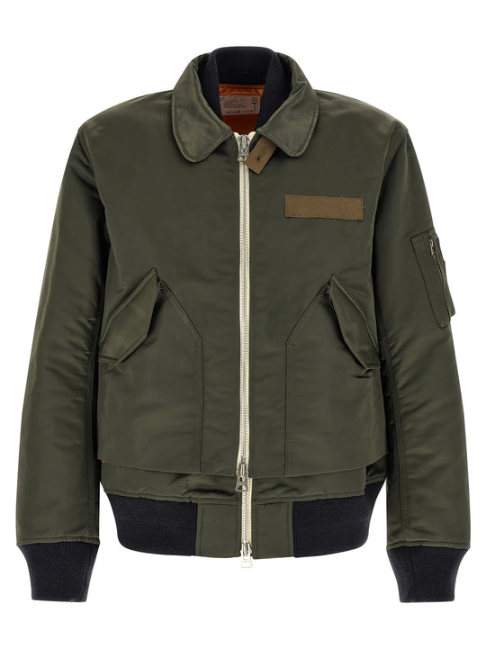 Double Layer Blouson Puffer Jackets Green