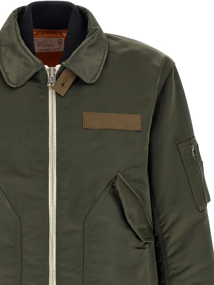 Sacai Double Layer Blouson Puffer Jackets - Green | 81cc47872a8160ccff54fc68b455951277f160a4