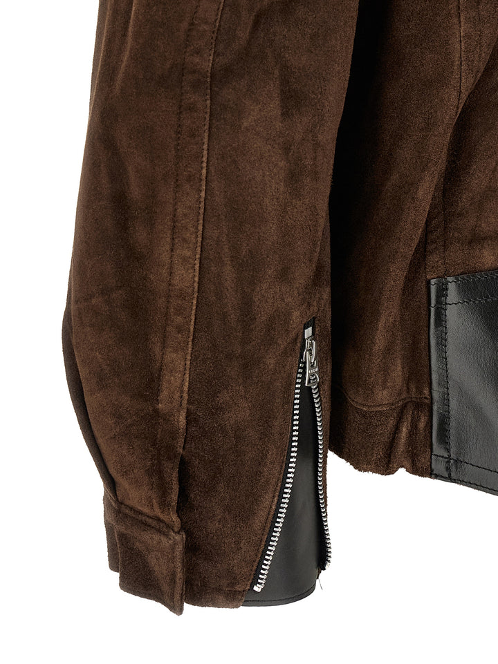 Sacai Suede Blouson Puffer Jackets - Brown | 1b0dd965a26d5ca94b057f94926bb7dc80897b2c