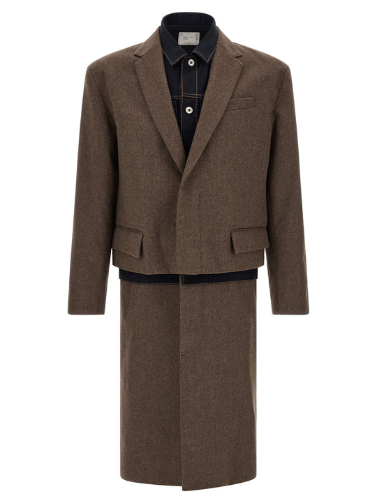 Wool Flannel X Denim Coat Coats And Trench Coats Brown