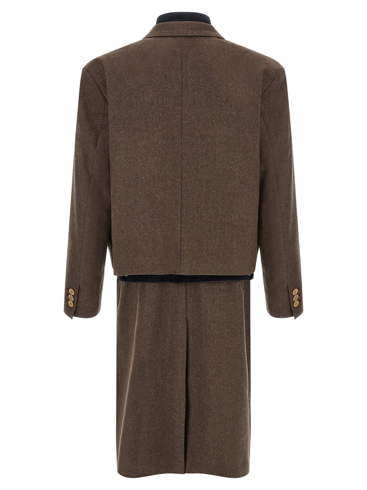 Sacai Wool Flannel X Denim Coat Coats and Trench Coats - Brown | d8db582af14104c6097adae4d5b775ef91628d42