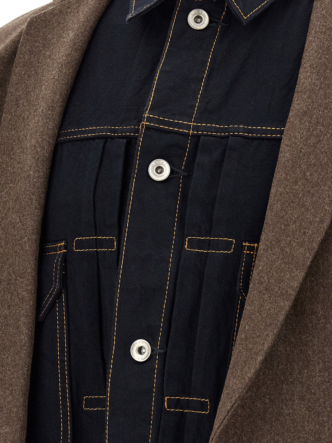 Sacai Wool Flannel X Denim Coat Coats and Trench Coats - Brown | c8906c6e8e03863c5ccd85b2980e5eb32c92fd39