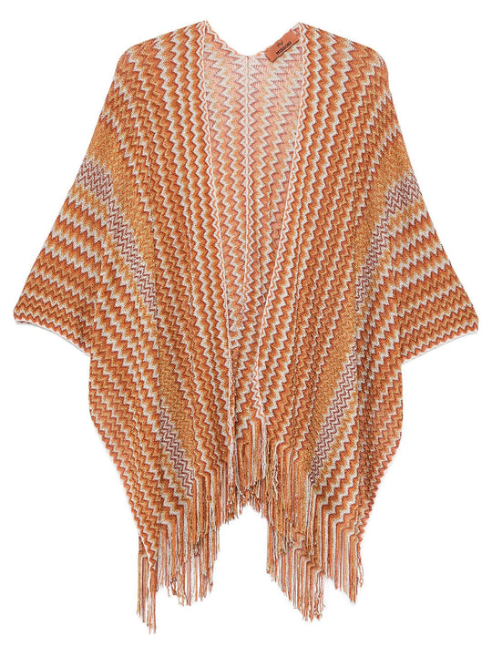 Zig-Zag Viscose Fringed Poncho