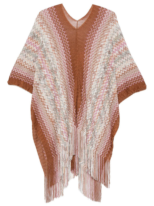 Slip-On Fringed Poncho