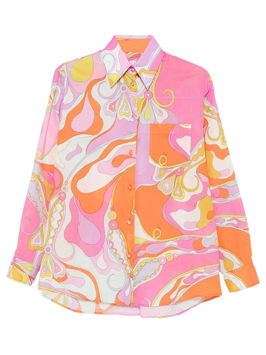 Orchidee Print Cotton Shirt
