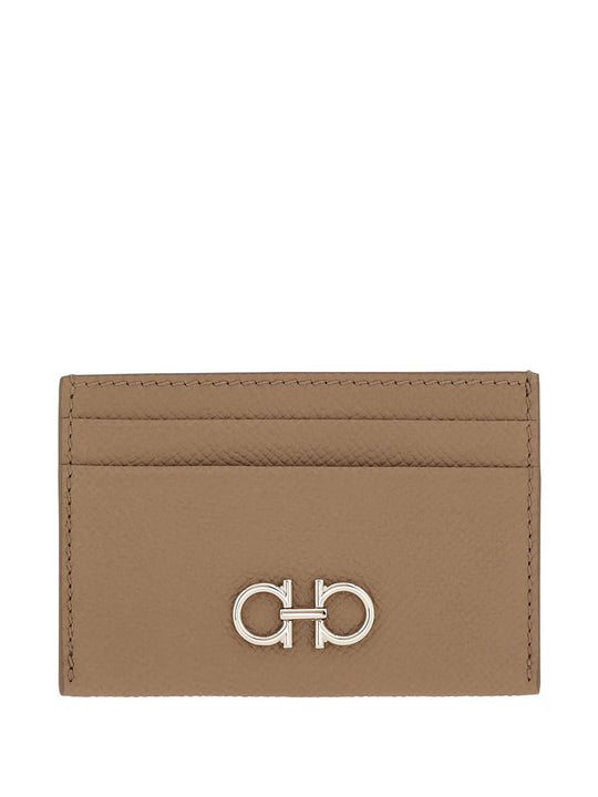 Gancini Grained Leather Card Holder