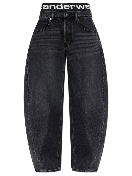 Blow-Up Jeans With Logo Bike Short Waistband