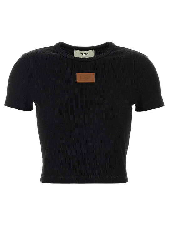 Lea Ribbed Logo-Patch T-Shirt