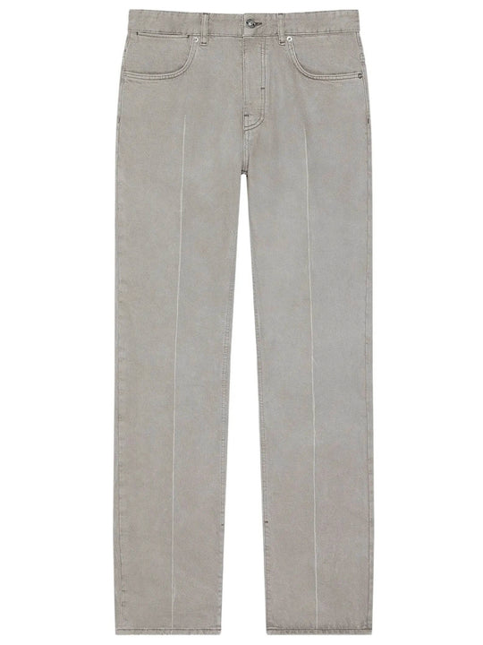Grey Straight-Fit Jeans With A Folded-Up Effect