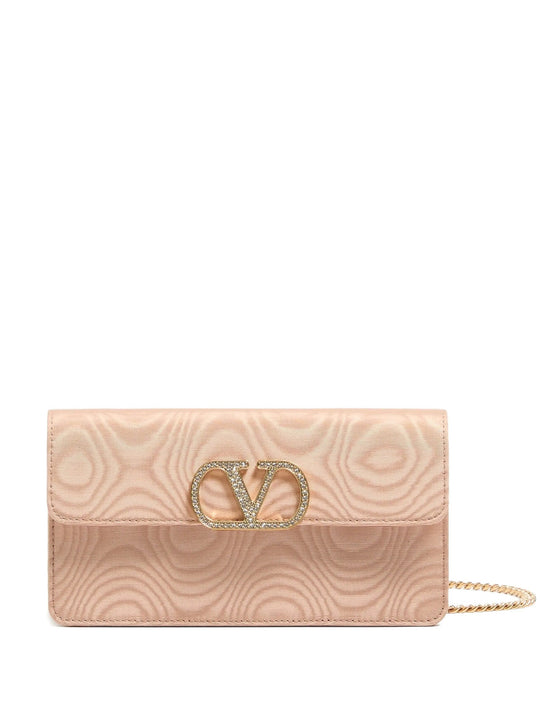 Vlogo Signature Chain Wallet In MoirÉ Fabric With Jewel Logo
