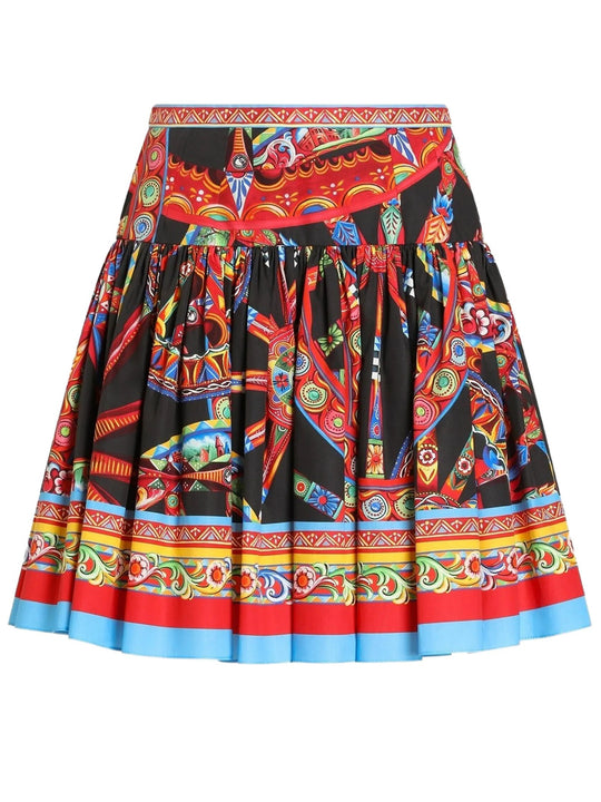 Poplin Miniskirt With Carretto Print