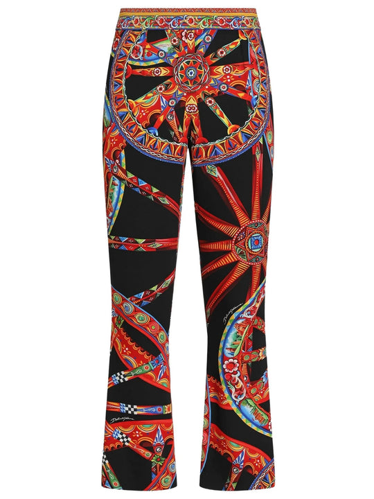 Carretto Print Silk Trousers
