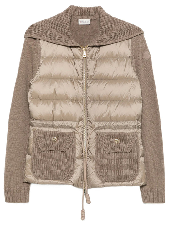 Wool & Cashmere Blend Padded Zip-Up Cardigan