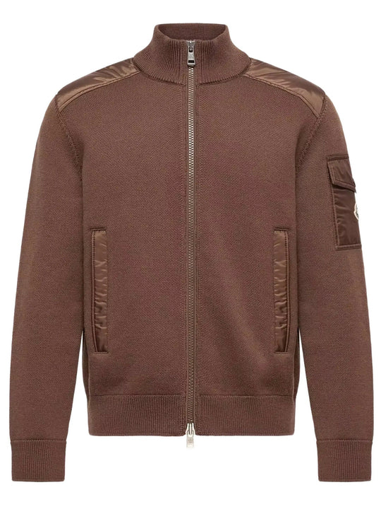 Padded Wool Zip-Up Cardigan