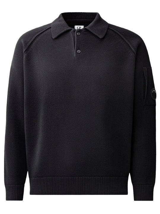 Lens-Detail Ribbed Polo Shirt