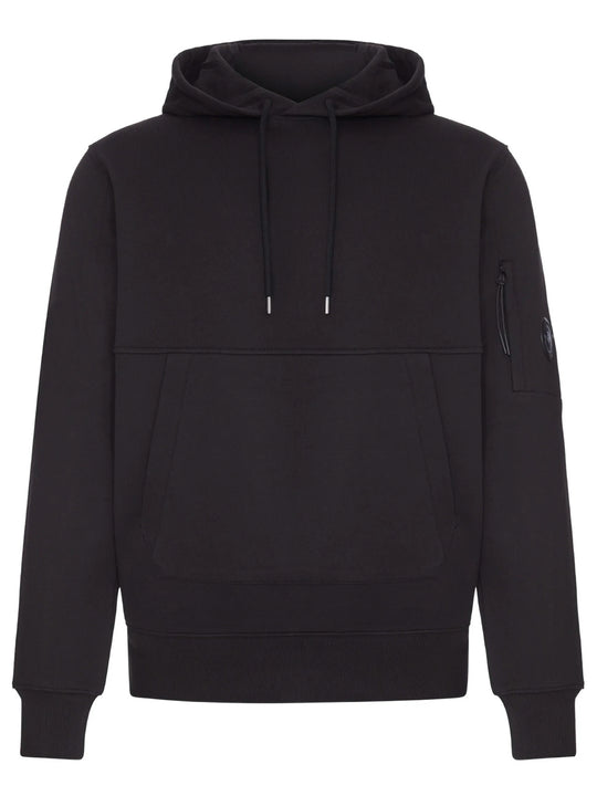 Diagonal Raised Fleece Hooded Lens Sweatshirt