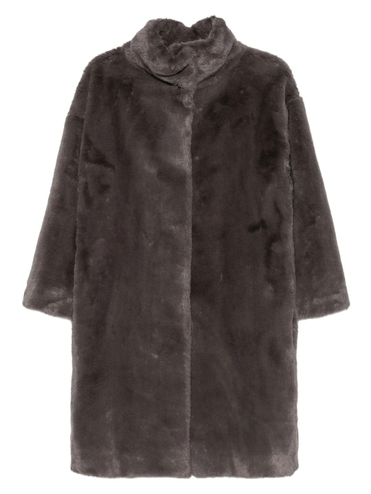High-Neck Faux-Fur Coat