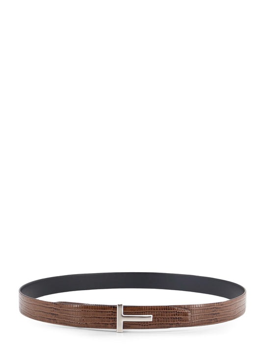 Crocodile-Effect Leather Belt