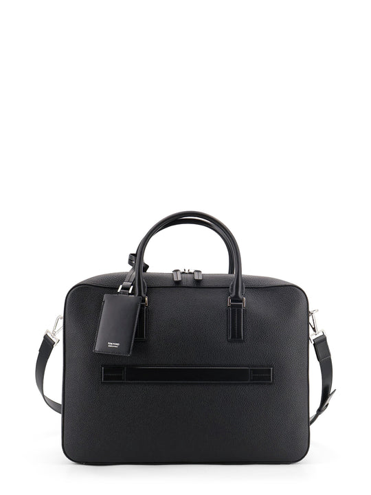 Leather Work Bag With Front Lettering Logo