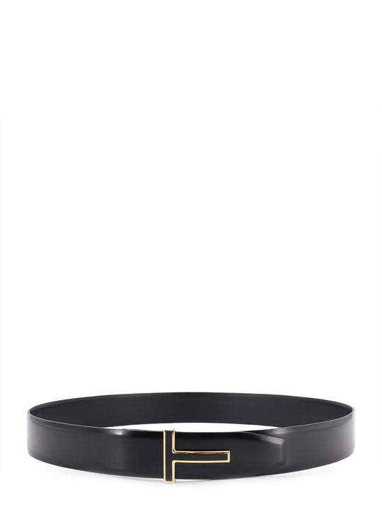 Leather Belt With Metal Logo Buckle