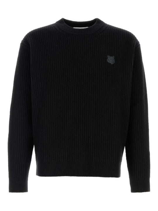 Fox Head Wool Ribbed Jumper