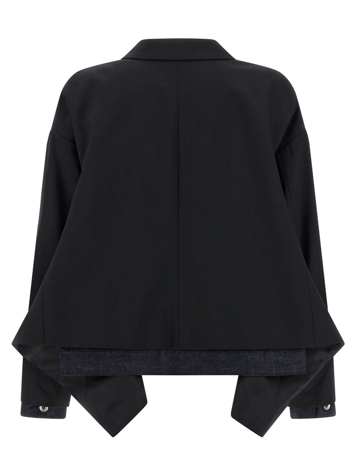 Sacai Denim Insert Blazer BlazerS - Black | b231064c5fe5bf65cb9f1a9b9390fadb2e7d5c39