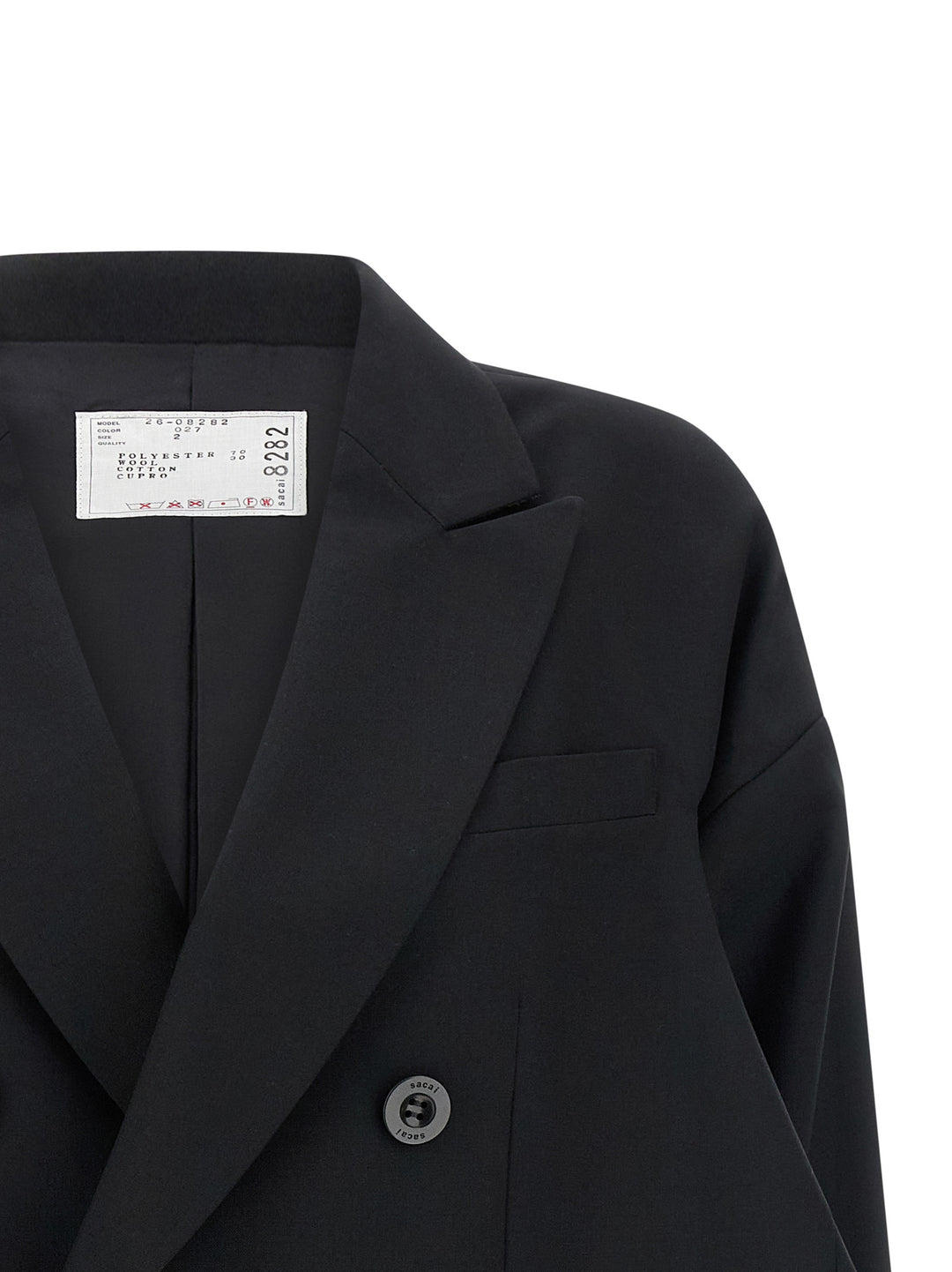 Sacai Denim Insert Blazer BlazerS - Black | 75e97b1d63b22b2f6e8d96414cbb9e91f9054ab3
