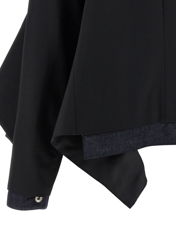 Sacai Denim Insert Blazer BlazerS - Black | b1ba4631fe2b6a21c41f4b494ab00274672a36cb
