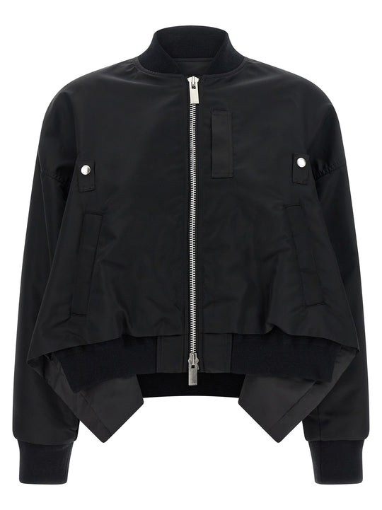Asymmetrical Blouson Bottom Puffer Jackets Black